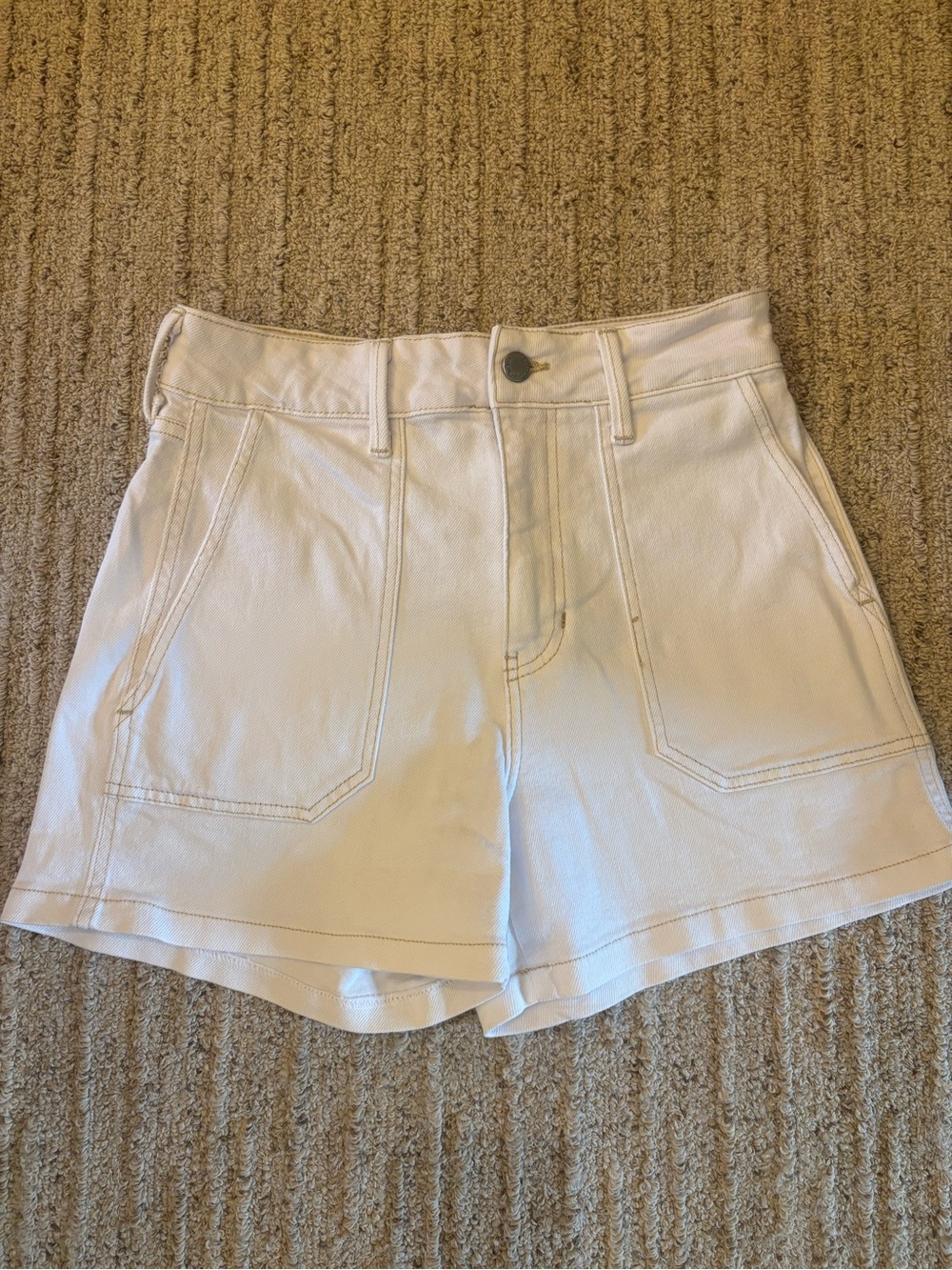 Just Black Denim Ivory High-Waist Utility Shorts